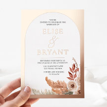 Rose Gold Foil Boho Floral Moderne White Wedding