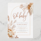 Rose Gold Foil | Boho Pampas Arch Baby Shower Folieneinladung (Vorderseite)