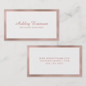 Rose Gold Foil Border Business Card Visitenkarte (Vorne/Hinten)