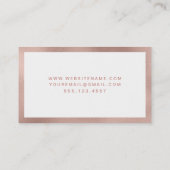 Rose Gold Foil Border Business Card Visitenkarte (Rückseite)