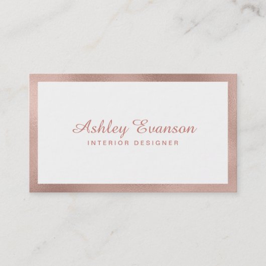 Rose Gold Foil Border Business Card Visitenkarte (Vorderseite)
