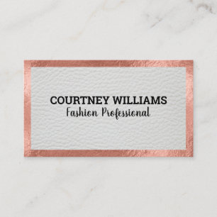 Rose Gold Foil Border   Leather Business Card Visitenkarte