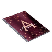 Rose Gold - Foil Burgundy Sparkle Monogram Notizblock (Rechte Seite)