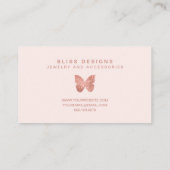 Rose Gold Foil Butterfly Elegantes Rosa Visitenkarte (Rückseite)