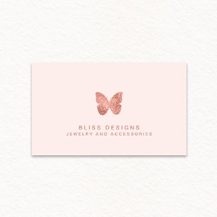 Rose Gold Foil Butterfly Elegantes Rosa Visitenkarte