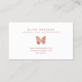Rose Gold Foil Butterfly Logo Minimalistisch Elega Visitenkarte (Rückseite)