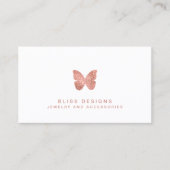 Rose Gold Foil Butterfly Logo Minimalistisch Elega Visitenkarte (Vorderseite)