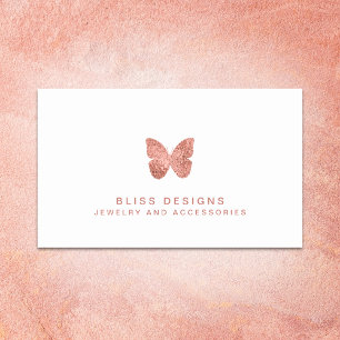 Rose Gold Foil Butterfly Logo Minimalistisch Elega Visitenkarte