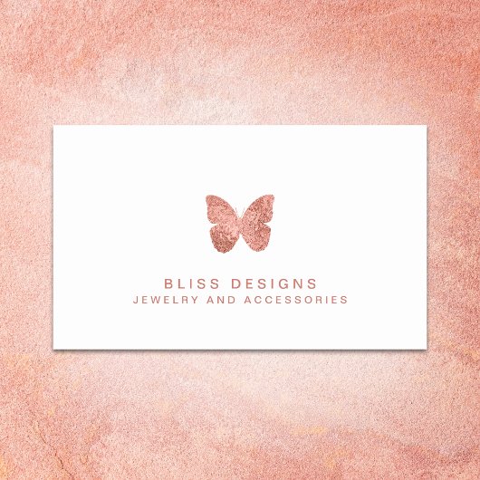Rose Gold Foil Butterfly Logo Minimalistisch Elega Visitenkarte