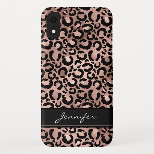 Rose Gold Foil Cheetah Muster - Personalisierter N Case-Mate iPhone Hülle (Rückseite)