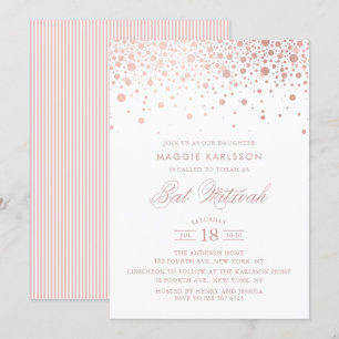 Rose Gold Foil Confetti Bat Mitzvah Einladung