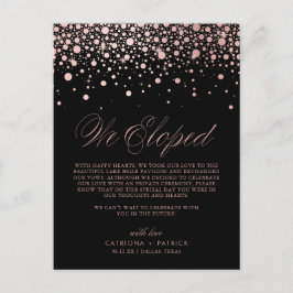 Rose Gold Foil Confetti Black Wedding Ankündigungspostkarte