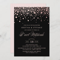 Rose Gold Foil Confetti Dots Black B'not Mitzvah