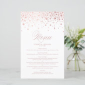 Rose Gold Foil Confetti Dots Wedding Menu Card (Stehend Vorderseite)