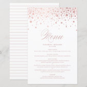 Rose Gold Foil Confetti Dots Wedding Menu Card (Vorne/Hinten)