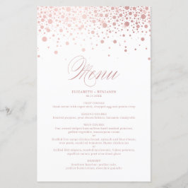 Rose Gold Foil Confetti Dots Wedding Menu Card