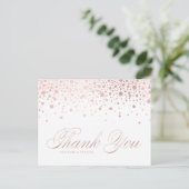 Rose Gold Foil Confetti Wedding Vielen Dank Postkarte (Stehend Vorderseite)