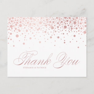 Rose Gold Foil Confetti Wedding Vielen Dank Postkarte