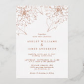 Rose Gold Foil Dahlia Floral Elegant Wedding Folieneinladung (Vorderseite)