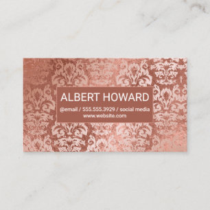 Rose Gold Foil Damask Hintergrund Metallischer Shi Visitenkarte