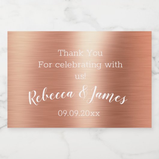 Rose Gold Foil Danke Gastgeschenk Hochzeit Alkoholflaschenetikett (Einzelnes Label)