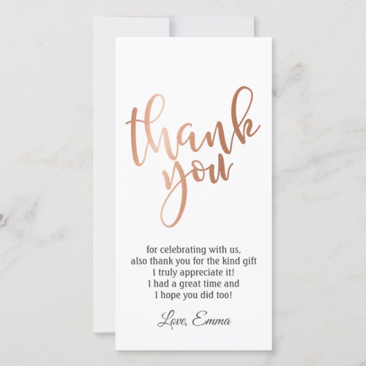 Rose Gold Foil , danke Karte (Vorderseite)