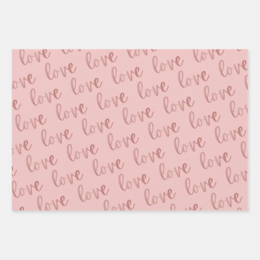 Rose Gold Foil Dream Glauben Liebe Script | Pink Geschenkpapier Set (Vorderseite 3)