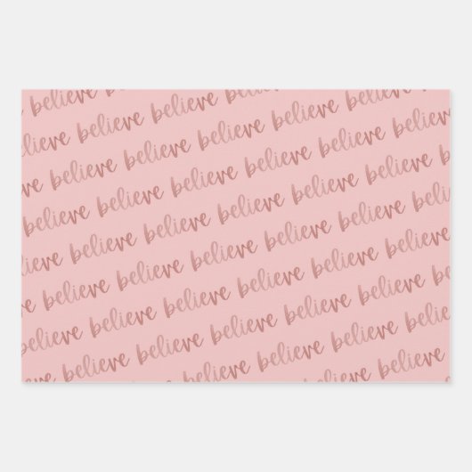 Rose Gold Foil Dream Glauben Liebe Script | Pink Geschenkpapier Set (Vorderseite 2)