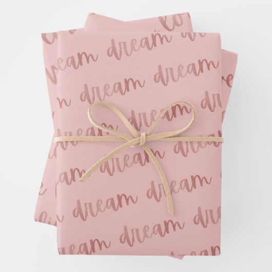 Rose Gold Foil Dream Glauben Liebe Script | Pink Geschenkpapier Set (Beispiel)