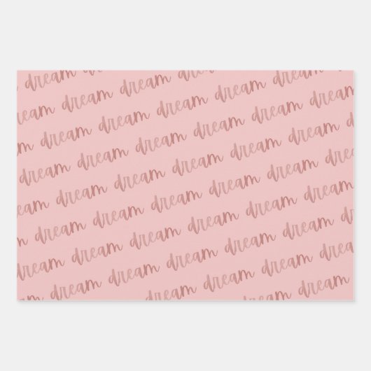 Rose Gold Foil Dream Glauben Liebe Script | Pink Geschenkpapier Set (Vorderseite)