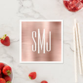 Rose Gold Foil Drei Buchstaben Monogramm Serviette (Beispiel)