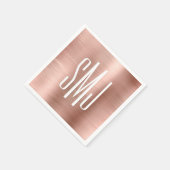 Rose Gold Foil Drei Buchstaben Monogramm Serviette (Ecke)