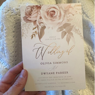 Rose Gold Foil Dusty Pink Blush Blues Hochzeit Folieneinladung