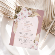Rose Gold Foil Dusty Rose Pampas Tropical Wedding