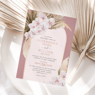 Rose Gold Foil Dusty Rose Pampas Tropical Wedding Folieneinladung