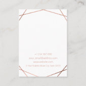 Rose Gold Foil Earring Holder Visitenkarte (Rückseite)