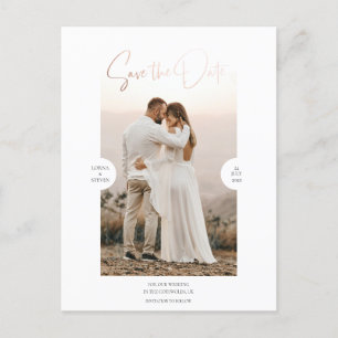 Rose Gold Foil Effect Script Save the Date Karte