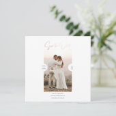 Rose Gold Foil Effect Script Save the Date Karte (Stehend Vorderseite)
