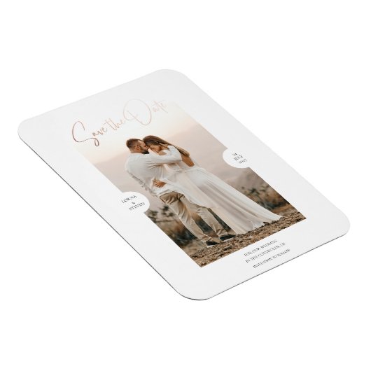 Rose Gold Foil Effect Script Save the Date Karte Magnet (Rechte Seite)