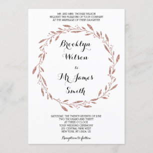 Rose Gold Foil Effekt Einladung Hochzeit Kranz