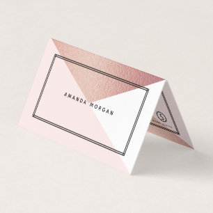 Rose Gold Foil Effekt Geometrische Doppeltreue Visitenkarten