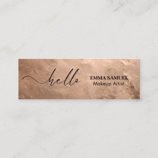 Rose gold Foil Elegante Hallo Minimale Kalligraphi Mini Visitenkarte (Vorderseite)
