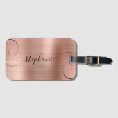 Rose Gold Foil Elegantes Skript Kurzer Name Gepäckanhänger (Vorderseite (Horizontal))