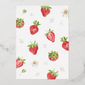 Rose Gold Foil Erdbeere Berry Erster Geburtstag Folieneinladung (Rückseite)