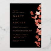 Rose Gold Foil Eukalyptus Wedding Folieneinladung (Vorderseite)