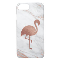 Rose Gold Foil Flamingo auf rosa Marmormuster