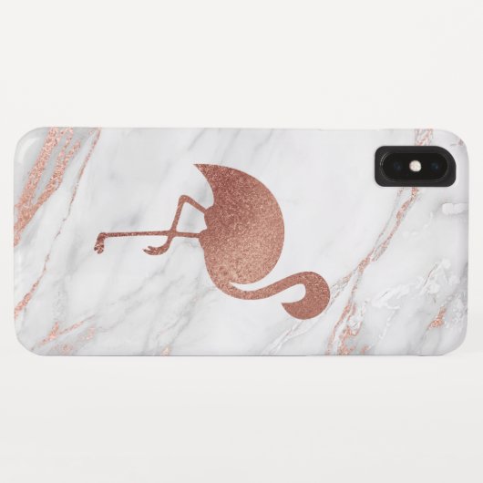 Rose Gold Foil Flamingo auf rosa Marmormuster Case-Mate iPhone Hülle (Rückseite (Horizontal))