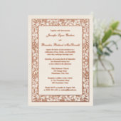 Rose Gold Foil Floral Filigree Hochzeit Einladung (Stehend vorne)
