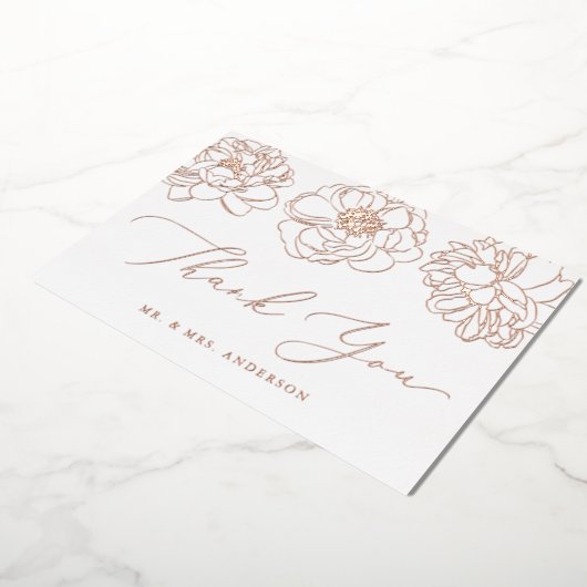 Rose Gold Foil Floral Hochzeit Danke Karte (Gedreht)