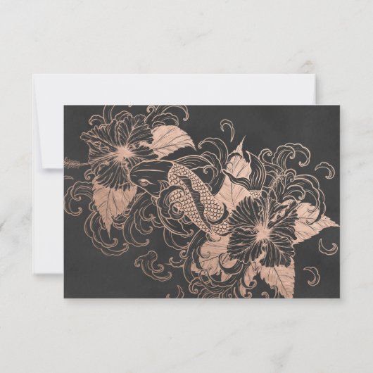 Rose Gold Foil floral Koi Hochzeit speichern Datum Save The Date (Rückseite)